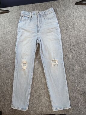 Madewell Curvy Perfect Vintage Straight Jeans Womens 30 Distressed Light Wash